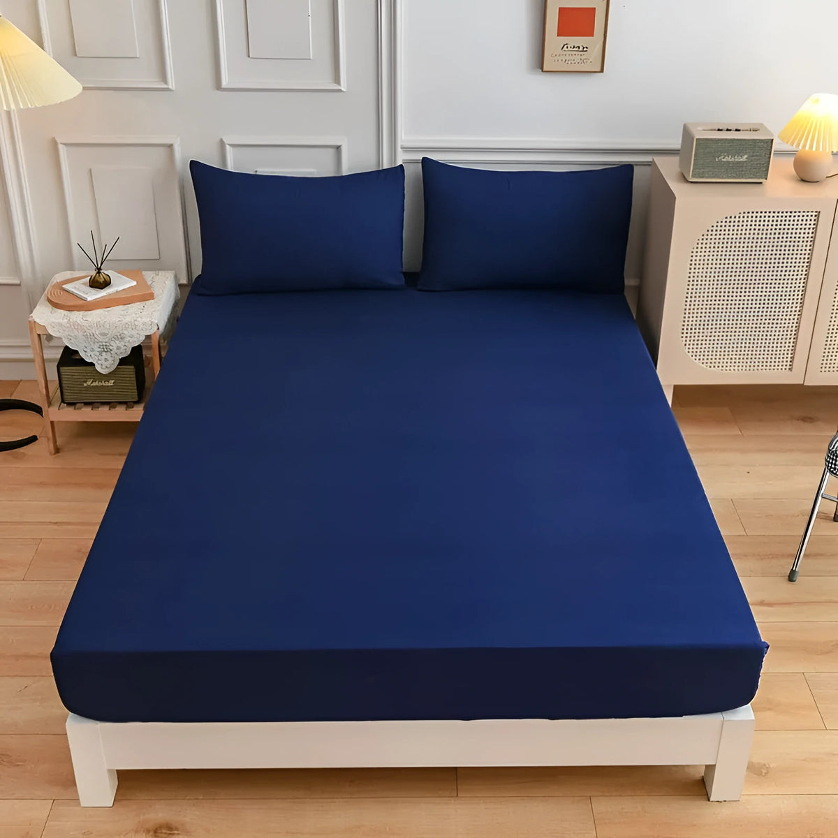 Cotton bed sheets fitted sheet and pillowcase set in various colour options for standard mattress sizes
