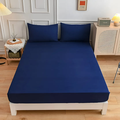 Cotton bed sheets fitted sheet and pillowcase set in various colour options for standard mattress sizes