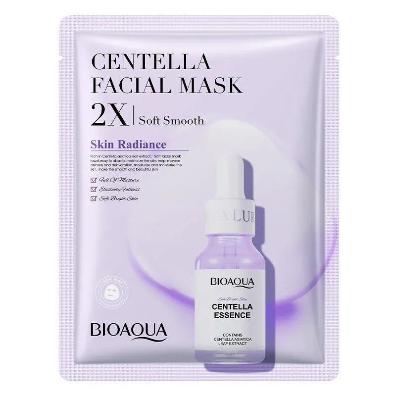 White collagen and hyaluronic acid facial sheet mask in 30g gel format on skin
