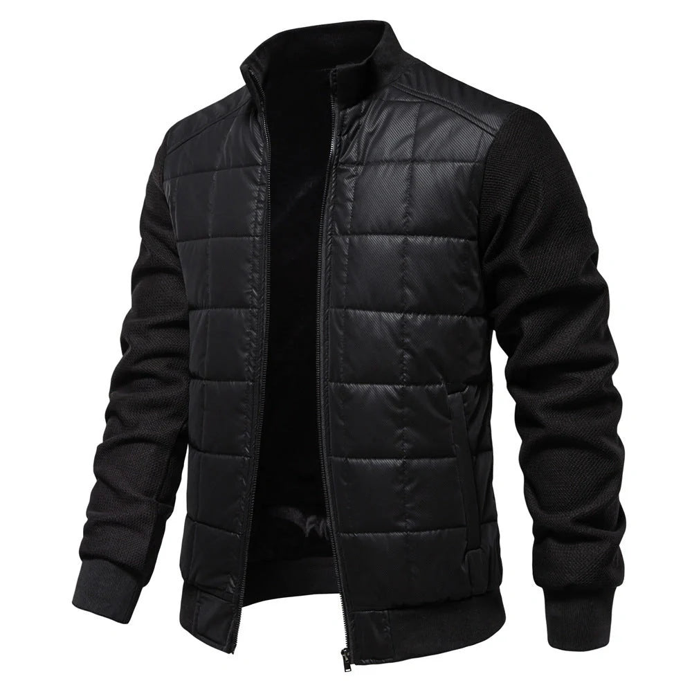 Men's Winter Stand Collar Stitched Zipper Jacket in various colours