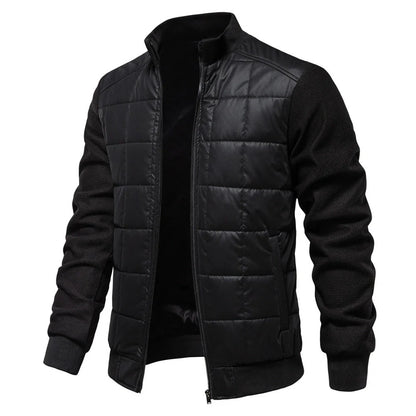 Men's Winter Stand Collar Stitched Zipper Jacket in various colours