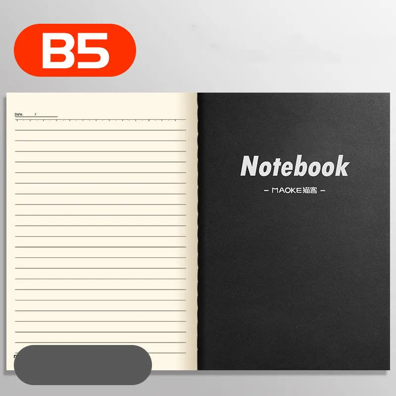Pack of ten A5 kraft paper thread-bound notebooks with artistic cover designs lying flat.