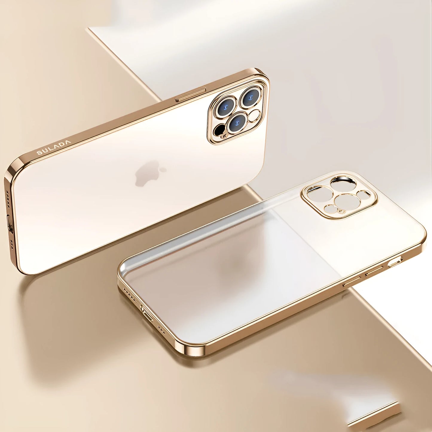 Square frame clear matte silicone iPhone case for iPhone 13 shown in blue colour