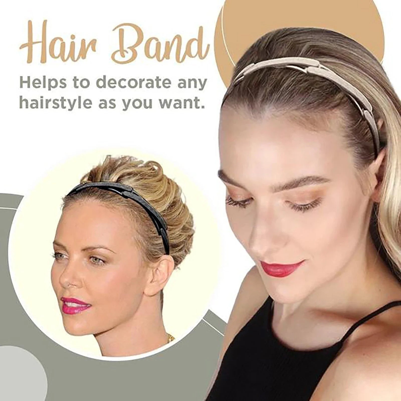 Compact retractable hair band with non-slip teeth grip, available in various colors for versatile styling
