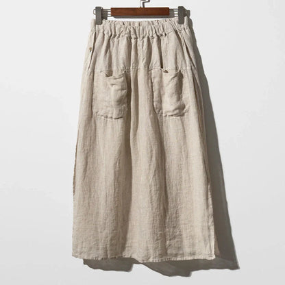 Elegant linen wide-leg culottes with double pockets in various colours and sizes