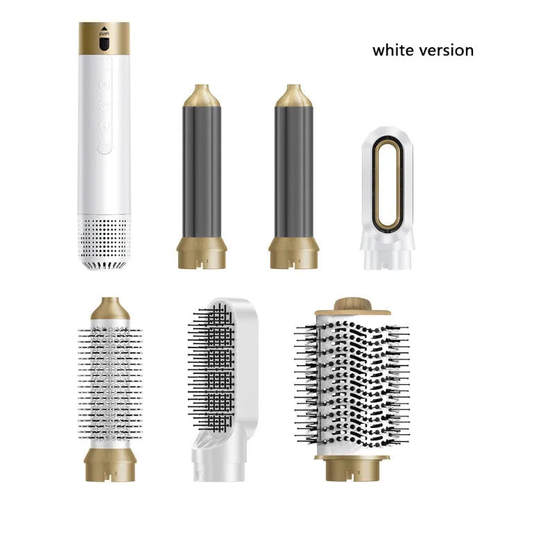 6-in-1 hot air styling comb with leather storage case for curling and straightening hair