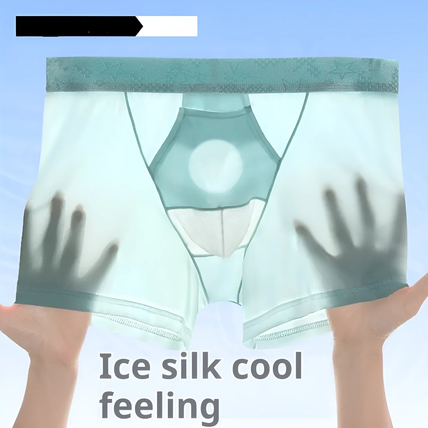 Men's ice silk nylon boyshorts in black, grey, blue, white, and light blue colours