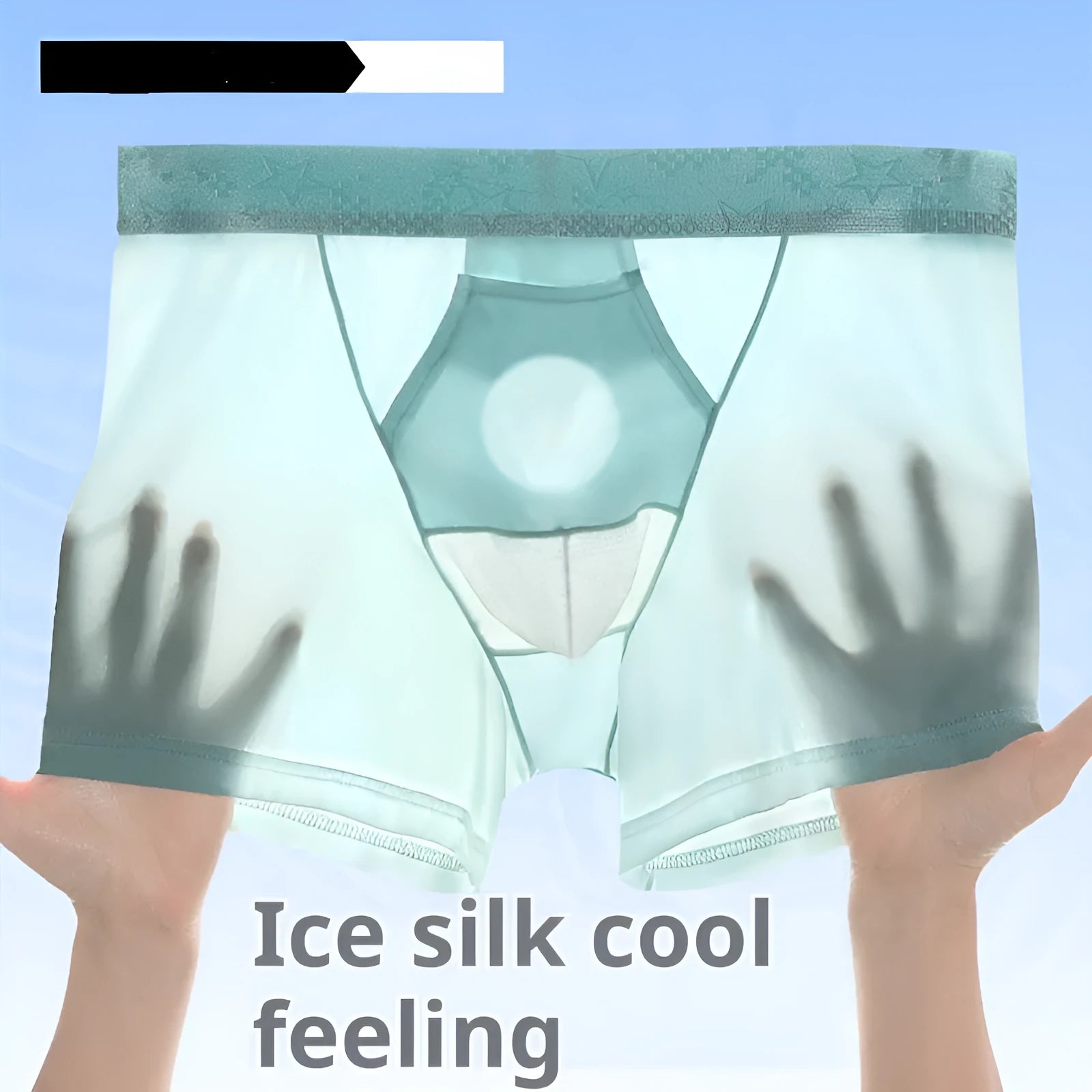 Men's ice silk nylon boyshorts in black, grey, blue, white, and light blue colours