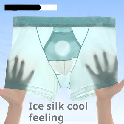 Men's ice silk nylon boyshorts in black, grey, blue, white, and light blue colours