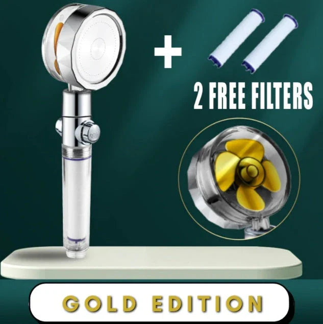 360° Rotating Shower Head with Built-In Fan - Premium ABS Plastic Construction, Water-Saving High-Pressure Spray
