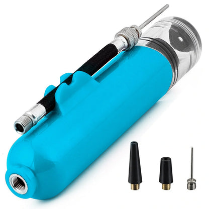Portable air pump for basketball, football, and volleyball with double-action mechanism