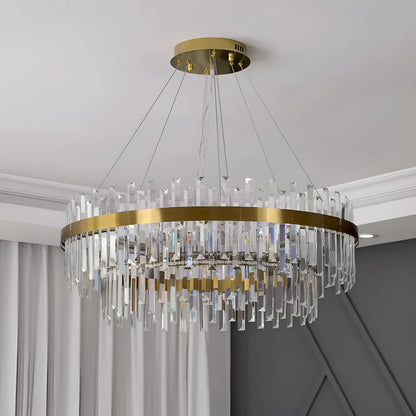 Multi-head crystal ceiling chandelier with stainless steel construction and adjustable height