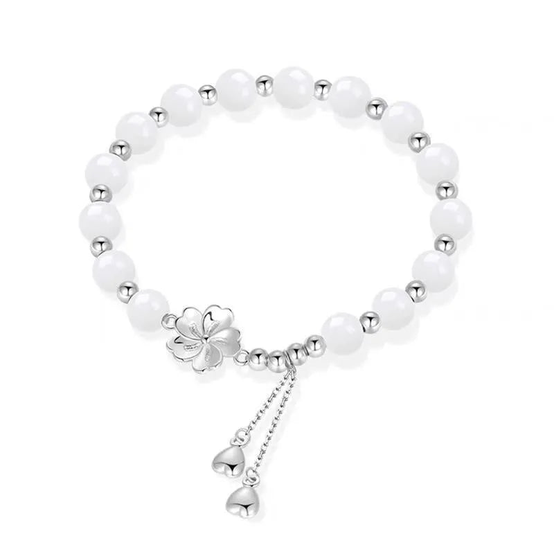 New Chinese style resin beaded bracelet with floral camellia, lotus and peach blossom designs for couples