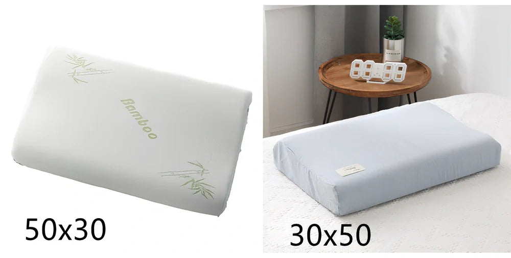Bamboo fibre cervical pillow with slow rebound memory foam in four size options for neck support