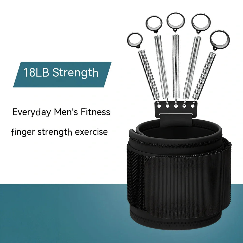 Spring steel finger trainer with adjustable resistance for hand strength exercises