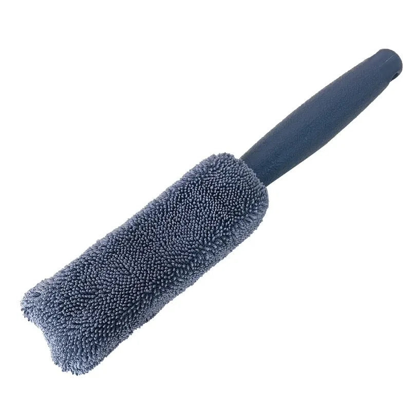 29cm long microfiber car tire brush for cleaning wheels and hubcaps in grey colour
