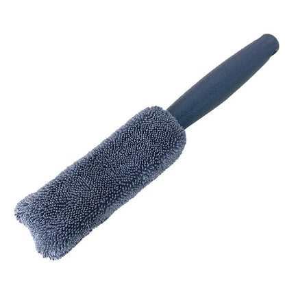 29cm long microfiber car tire brush for cleaning wheels and hubcaps in grey colour
