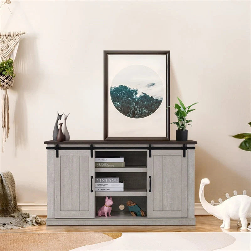 Vintage wooden TV cabinet in khaki, perfect for living room storage and decor