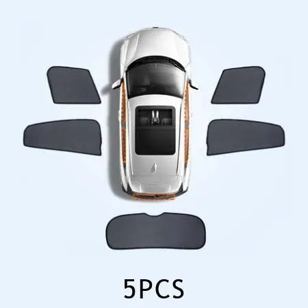 Nylon mesh car sunshade curtains for front, rear, and side windows, multiple piece set