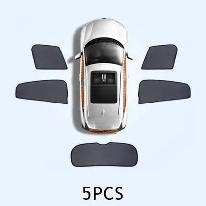 Nylon mesh car sunshade curtains for front, rear, and side windows, multiple piece set