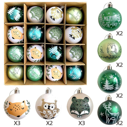 Christmas decoration pendant set with electroplated balls and painted gifts in cowhide presentation box