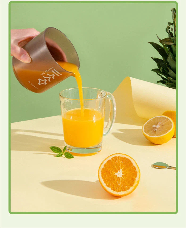 Compact, portable manual citrus juicer for making fresh, homemade lemonade, orange juice, and other citrus-based drinks