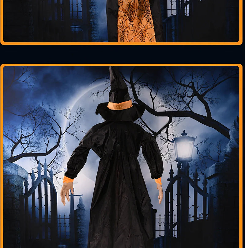 Voice-Activated Electric Witch Prop in Black or Purple for Halloween Decorations