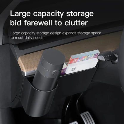 Tesla Model 3 and Y dashboard water cup holder in plastic with a carry handle.
