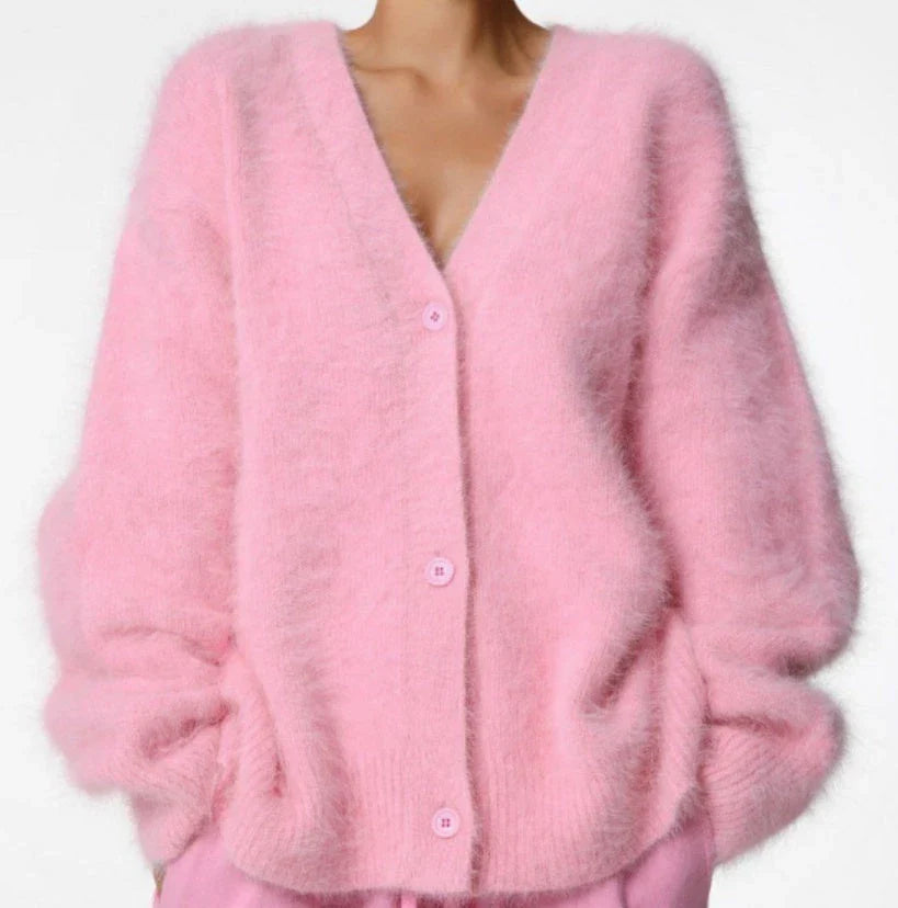 Stylish V-Neck Button-Up Cardigan Sweater in a variety of colors for women's casual and dressy outfits