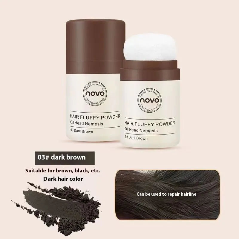 Veejaga Mattifying Powder compact for bangs, hairline, and face oil control in transparent and brown shades.