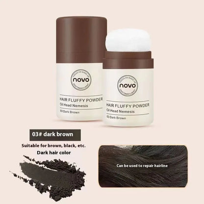 Veejaga Mattifying Powder compact for bangs, hairline, and face oil control in transparent and brown shades.