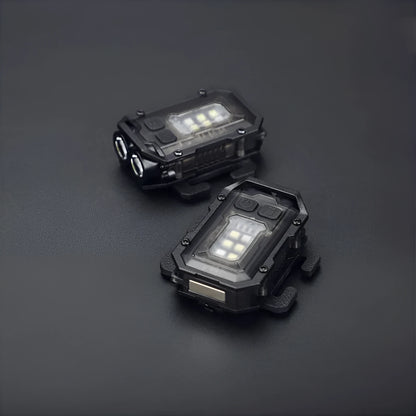 Portable USB-rechargeable tactical warning flashlight with backpack mount attachment