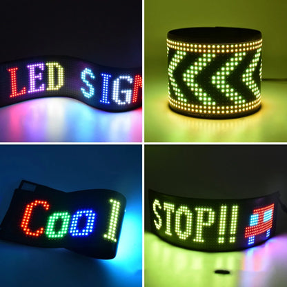 Programmable car LED sign with flexible full-colour advertising display screen showing custom text