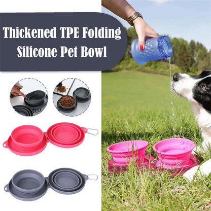 Spill-Proof Collapsible Pet Bowls for Dogs and Cats - Double-bowl Design with Non-Skid Silicone Mat