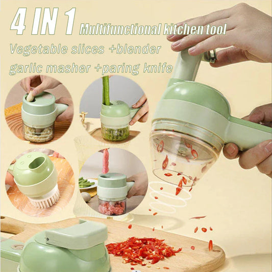 Versatile electric kitchen prep machine with multiple attachments for chopping, slicing, mixing, and more
