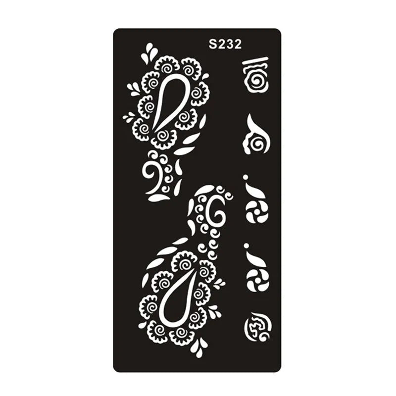 Hollow geometric tattoo template sticker on water transfer paper, Southeast Asian style design.