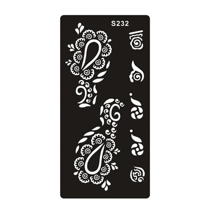 Hollow geometric tattoo template sticker on water transfer paper, Southeast Asian style design.