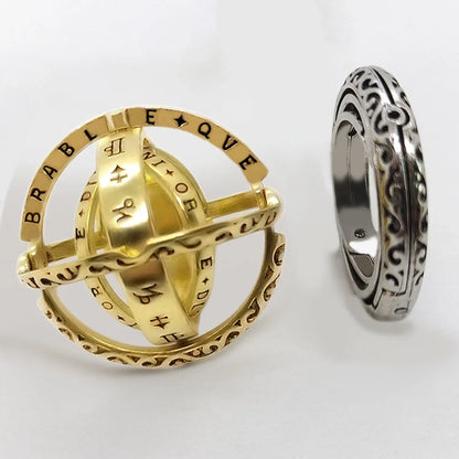 Astronomical ball ring necklace with flip deformation feature in silver and gold
