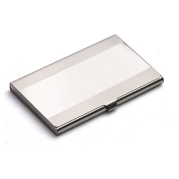 304 stainless steel business card case with laser-etched geometric pattern