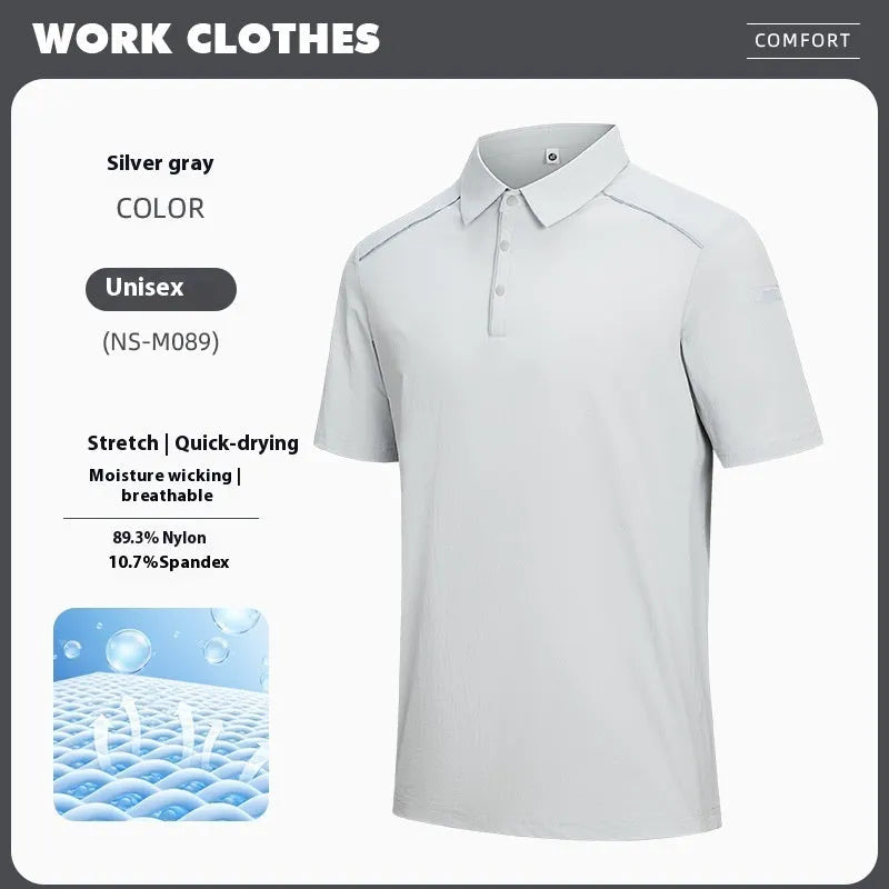 Quick-drying breathable polo shirt in solid colour with short sleeves and regular fit
