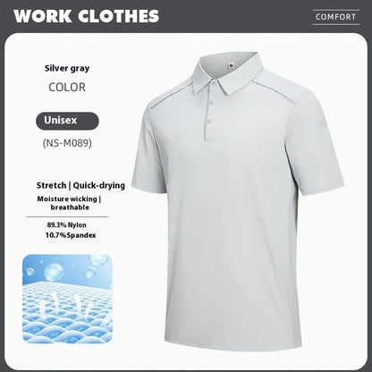 Quick-drying breathable polo shirt in solid colour with short sleeves and regular fit