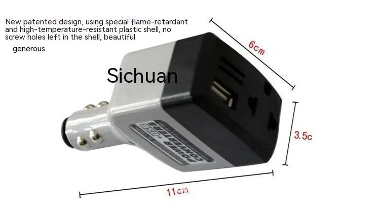 Car cigarette lighter power transformer with USB port for device charging
