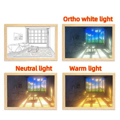 Customizable illuminated picture frame with adjustable LED lighting for home decor
