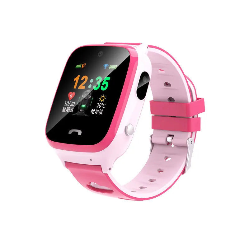 Children's smart positioning phone watch with silicone wristband and touchscreen display