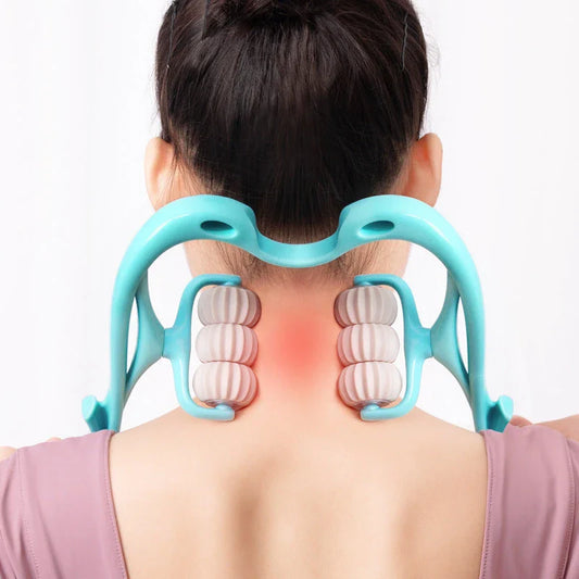 Ergonomic neck massager with smooth-rolling balls for relieving muscle tension and promoting relaxation