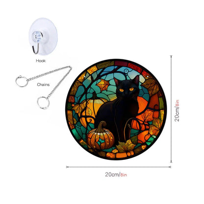 Geometric pumpkin bat ghost acrylic Halloween decoration with 60cm chain and suction cup hook