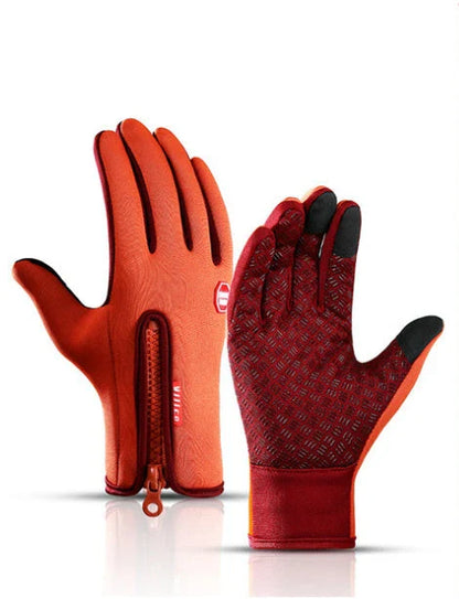 Pair of durable touchscreen-compatible winter riding gloves in various colors