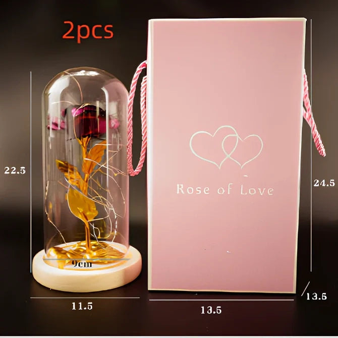 Little Prince Rose Glass Cover with 20cm diameter dome protecting plastic flower arrangement