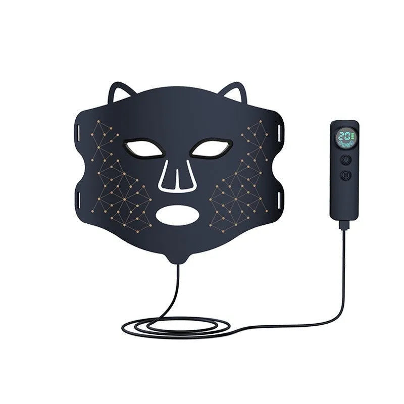 Black LED photon beauty mask for face and neck light therapy treatment at home