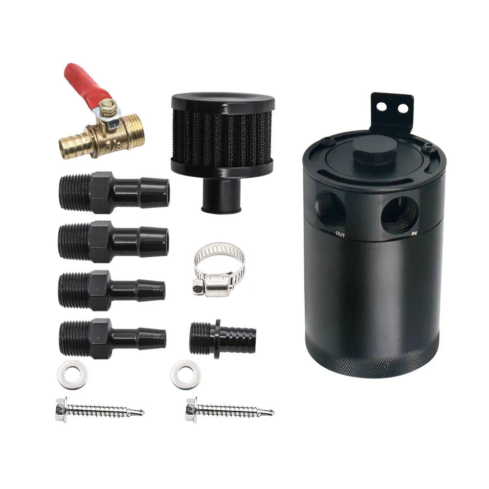 Aluminium automotive oil pot with two-hole breathable design in black finish